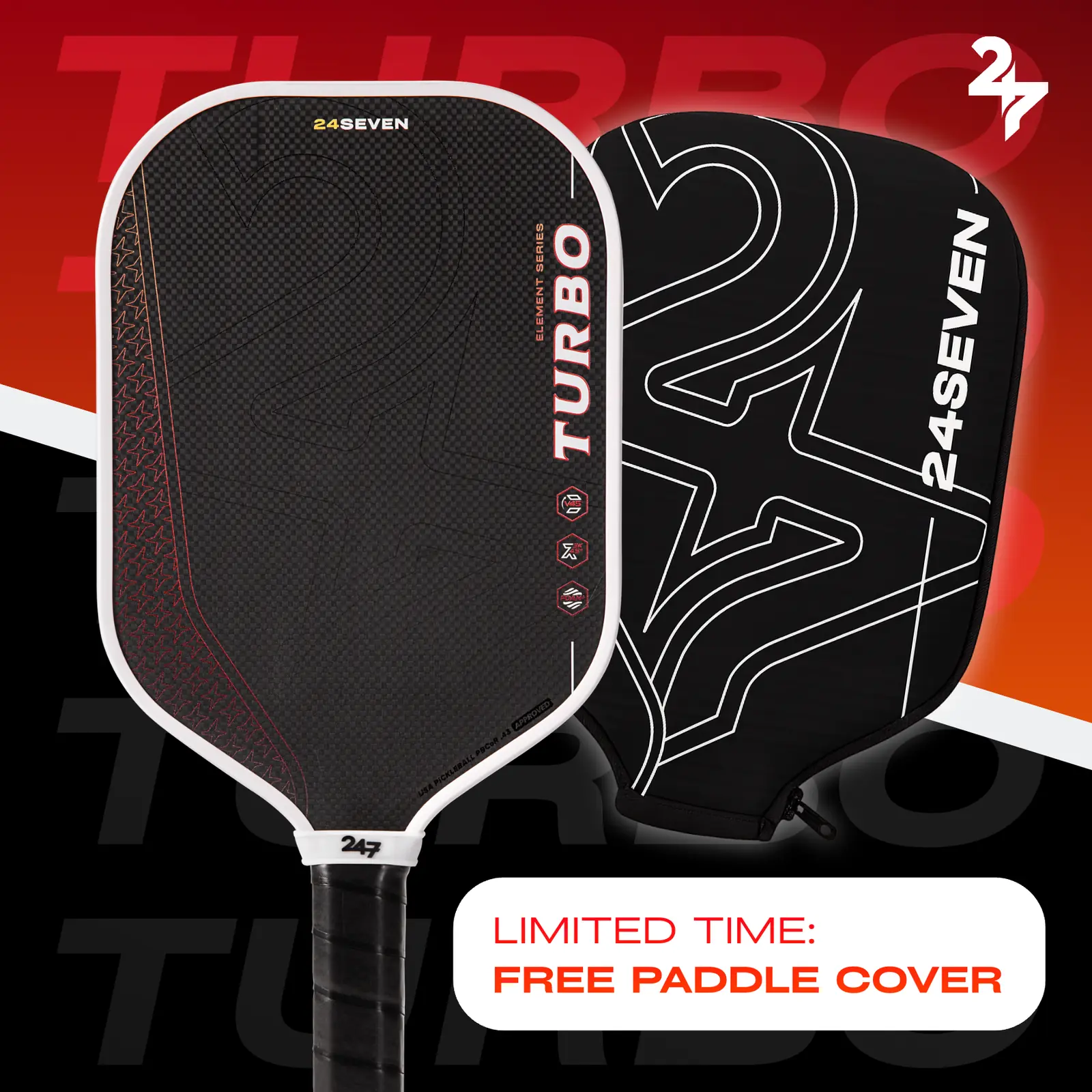 24SEVEN Turbo Element Series 14mm pickleball paddle