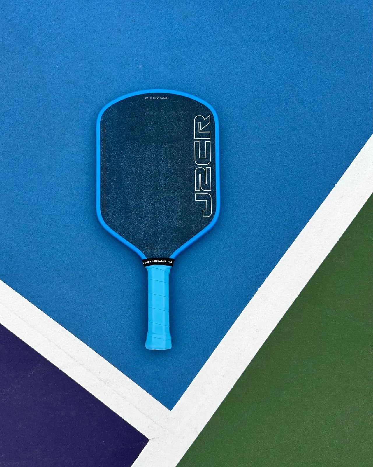 Honolulu Pickleball J2CR LH Crystal Blue Grit pickleball paddle